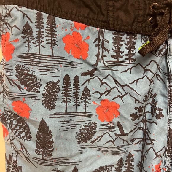 Hippy Tree Men's Size 33 Board Shorts Surf Swim Trunks Surf Pine Cone Print - Picture 7 of 8